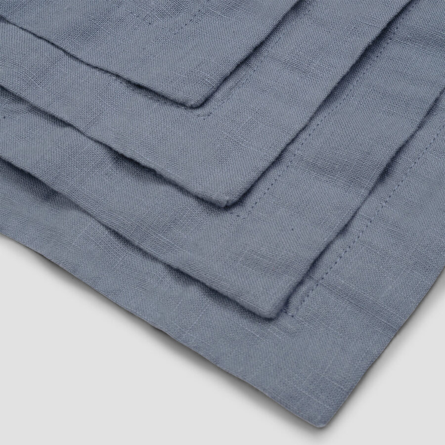 Vitatone Linen Coasters Set of 4 – Dusk Blue Embroidered - Image 3