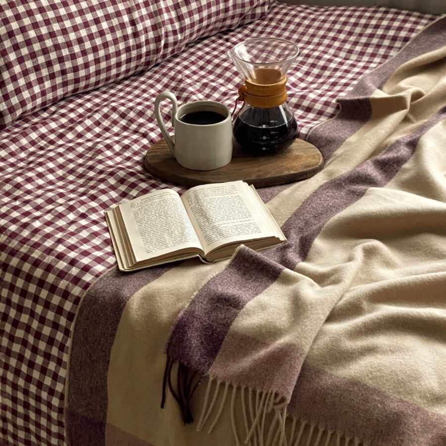 Vitatone Linen Blend Flat Sheet – Berry Gingham - Image 2