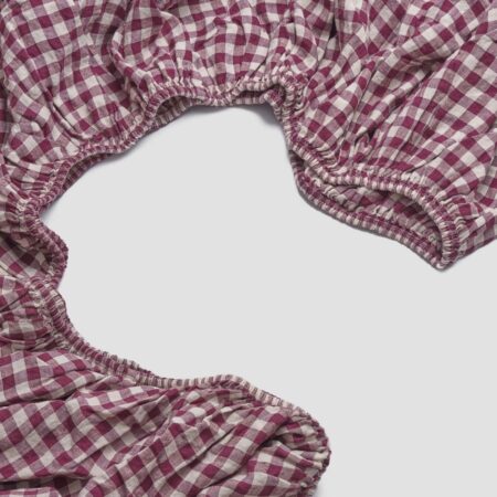 Vitatone Linen Blend Fitted Sheet – Berry Gingham