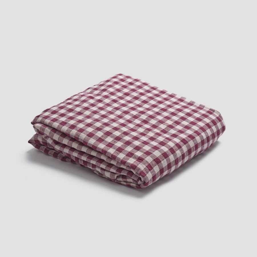 Vitatone Linen Blend Fitted Sheet – Berry Gingham - Image 2