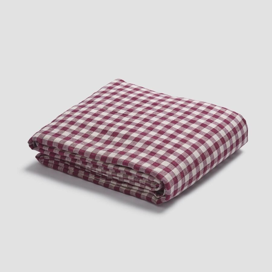 Vitatone Linen Blend Flat Sheet – Berry Gingham