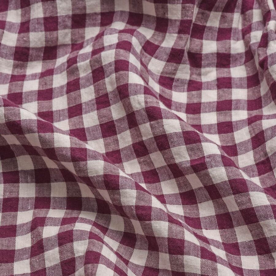 Vitatone Linen Blend Fitted Sheet – Berry Gingham - Image 4