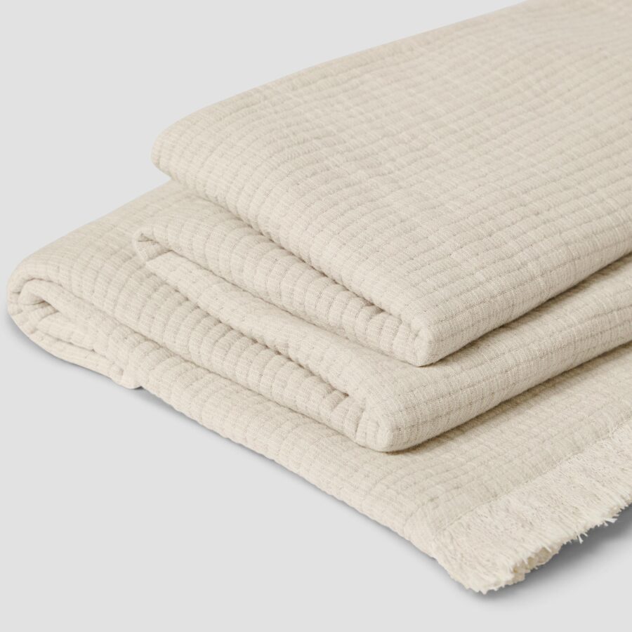 Vitatone Cotton Textured Throw – Oatmeal - Image 3