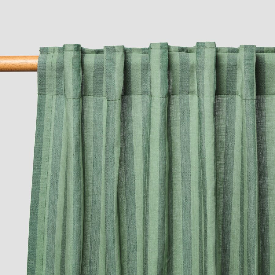 Vitatone Linen Blend Curtains (Pair) – Pine Green Pembroke Stripe - Image 2