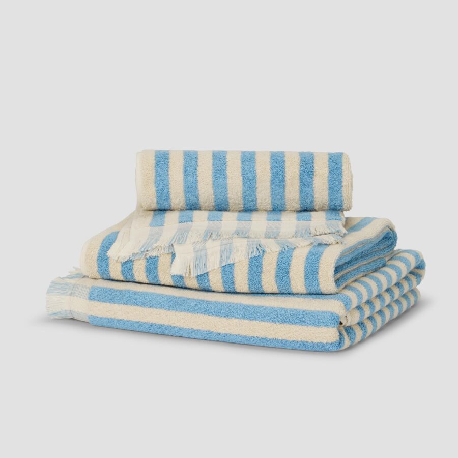Vitatone Cotton Towels – Coastal Blue Pembroke Stripe - Image 2