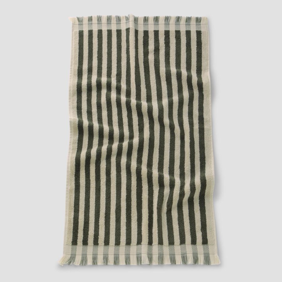 Vitatone Cotton Towels – Olive Green Pembroke Stripe - Image 3