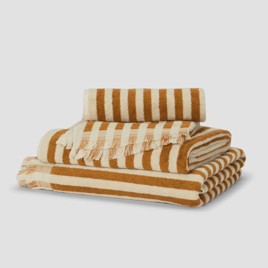 Vitatone Cotton Towels – Russet Yellow Pembroke Stripe - Image 2