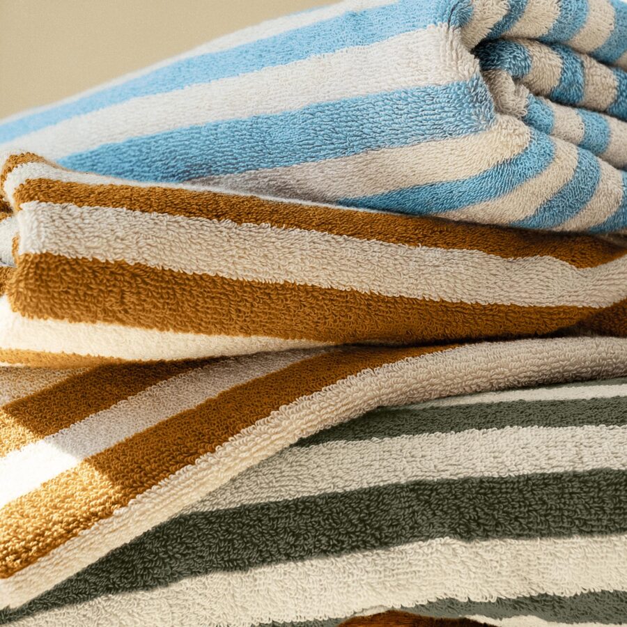 Vitatone Cotton Towels – Olive Green Pembroke Stripe - Image 5