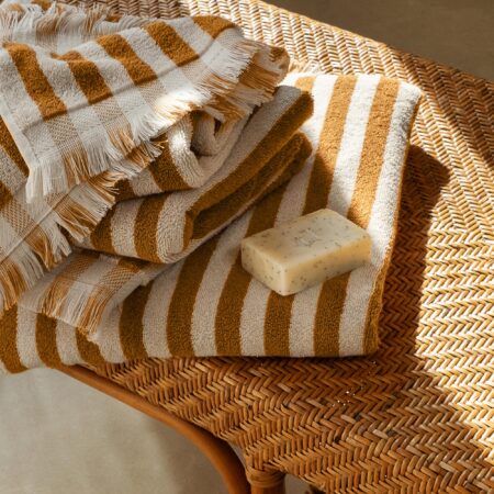 Vitatone Cotton Towels – Russet Yellow Pembroke Stripe