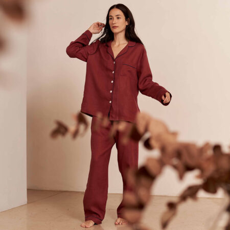 Vitatone Linen Pyjama Trousers Set – Cherry