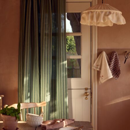 Vitatone Linen Blend Curtains (Pair) – Pine Green Pembroke Stripe