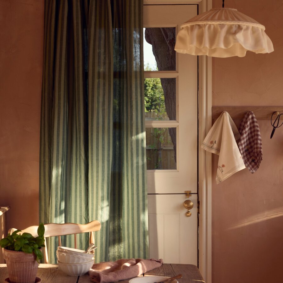 Vitatone Linen Blend Curtains (Pair) – Pine Green Pembroke Stripe